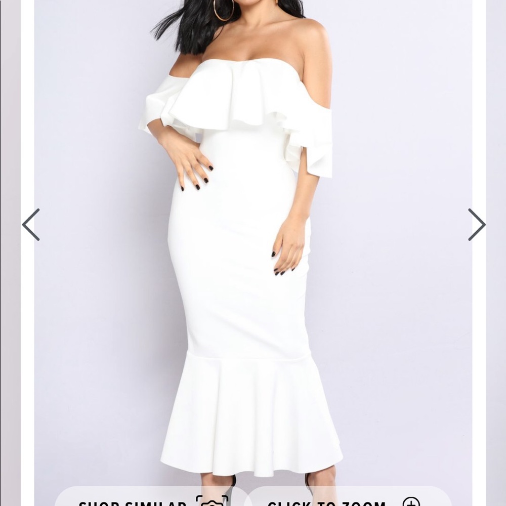 Fashion Nova - Wide Shot Ruffle Dress - Ivory